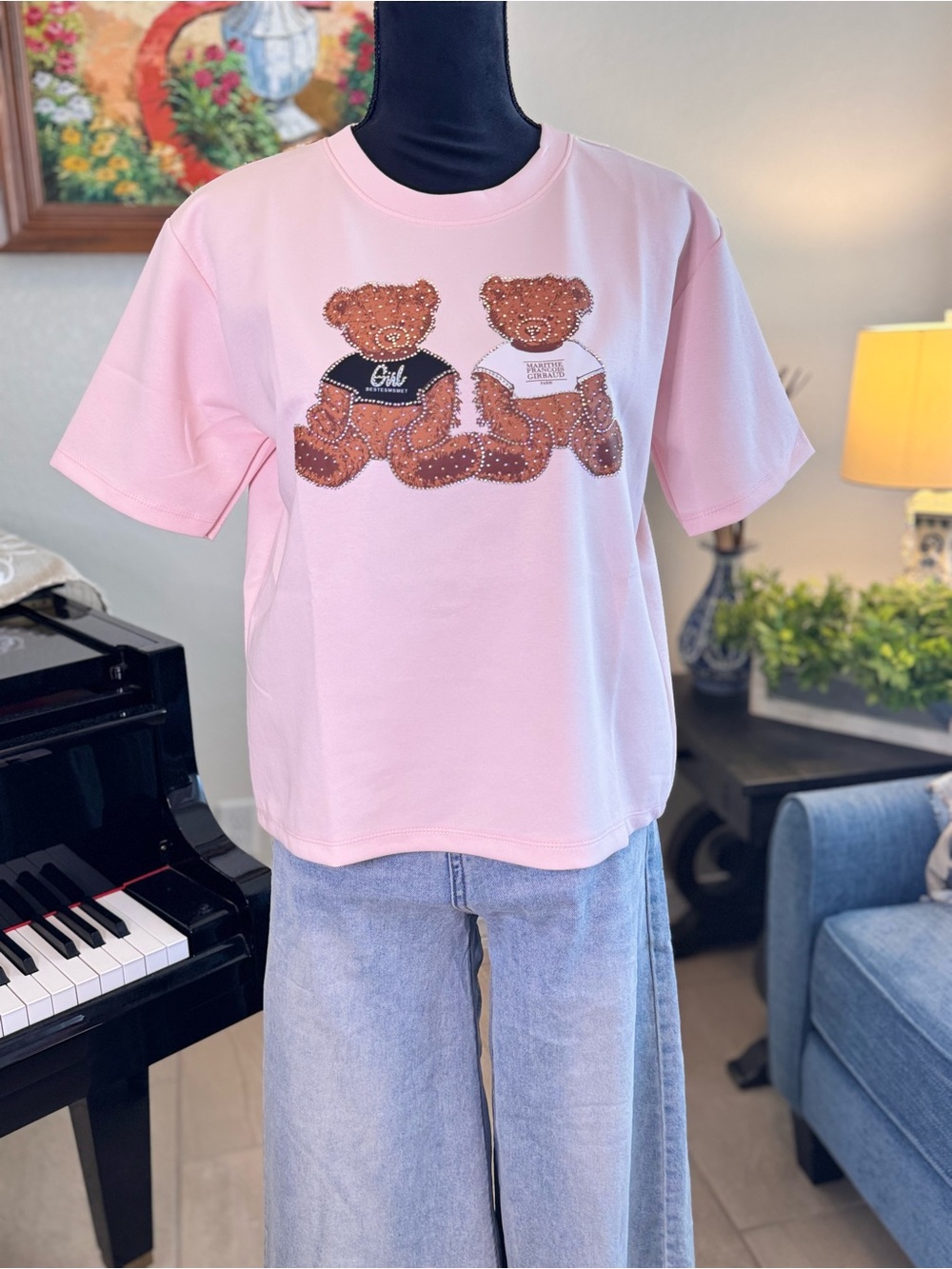 Pink Teddy Graphic Tee